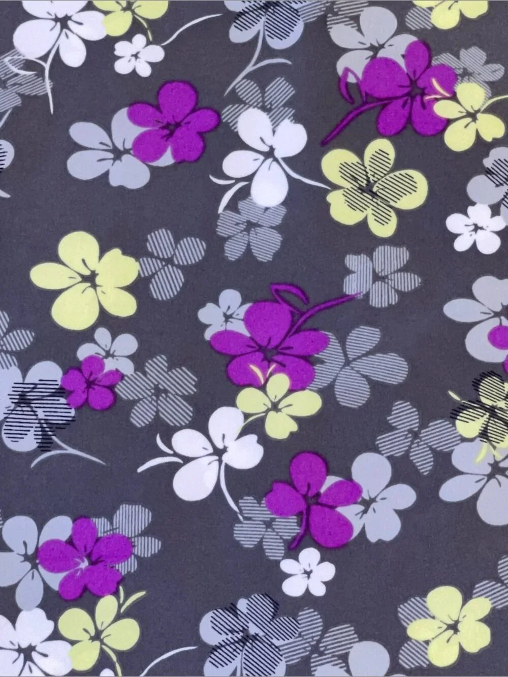 Cherokee Women's Plus Sz 4XL Scrub Top Gray Purple Floral Flower Nurse Vet Tech